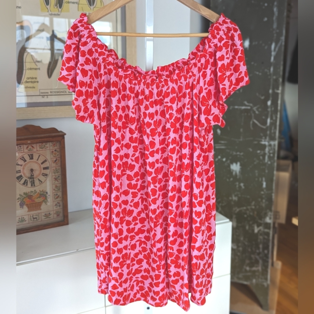 Pink and red off shoulder tunic 14